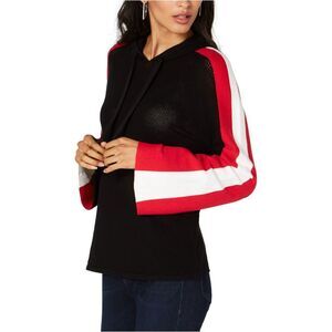 I.N.C Womens Colorblocked Hoodie Sweatshirt, black, S